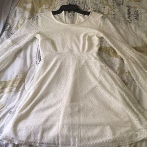 Flared Long Sleeve Laced Dress